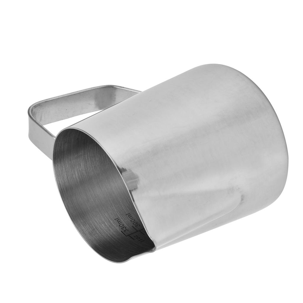 Kaffeebecher aus Edelstahl 304 mit innerer Skala, spitzem Ausguss, Milchaufschäumbecher für Zuhause, Küche, 350 ml