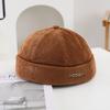 Retro Corduroy Brimless Hat, Autumn and Winter Brimless Thick Hat, Men's and Women's Dome Street Hat