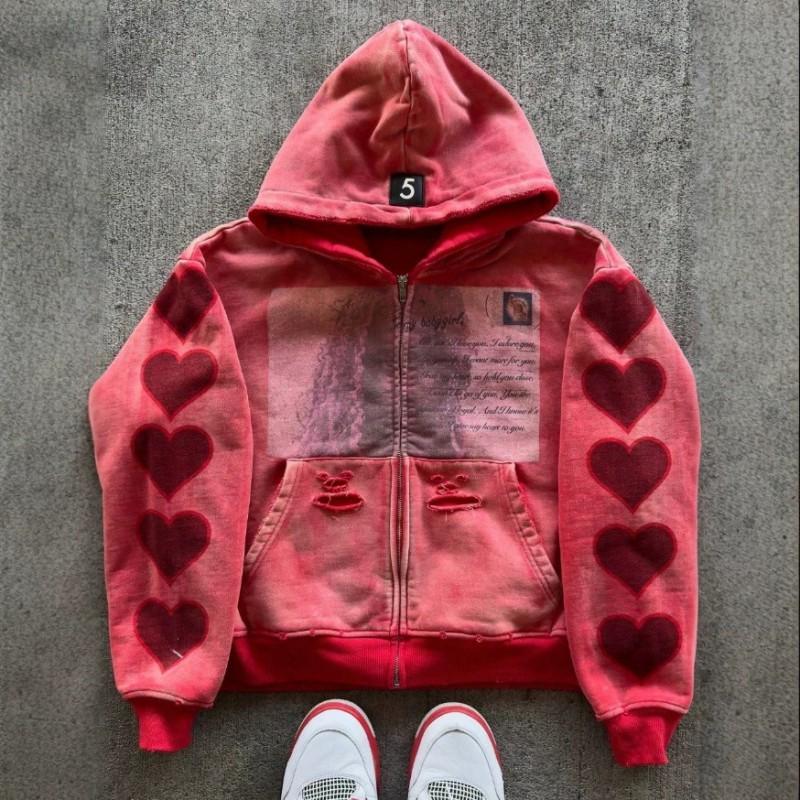 Hooded Sweatshirt Men Women Star Letter Print Loose Fit Casual Streetwear Fall Winter