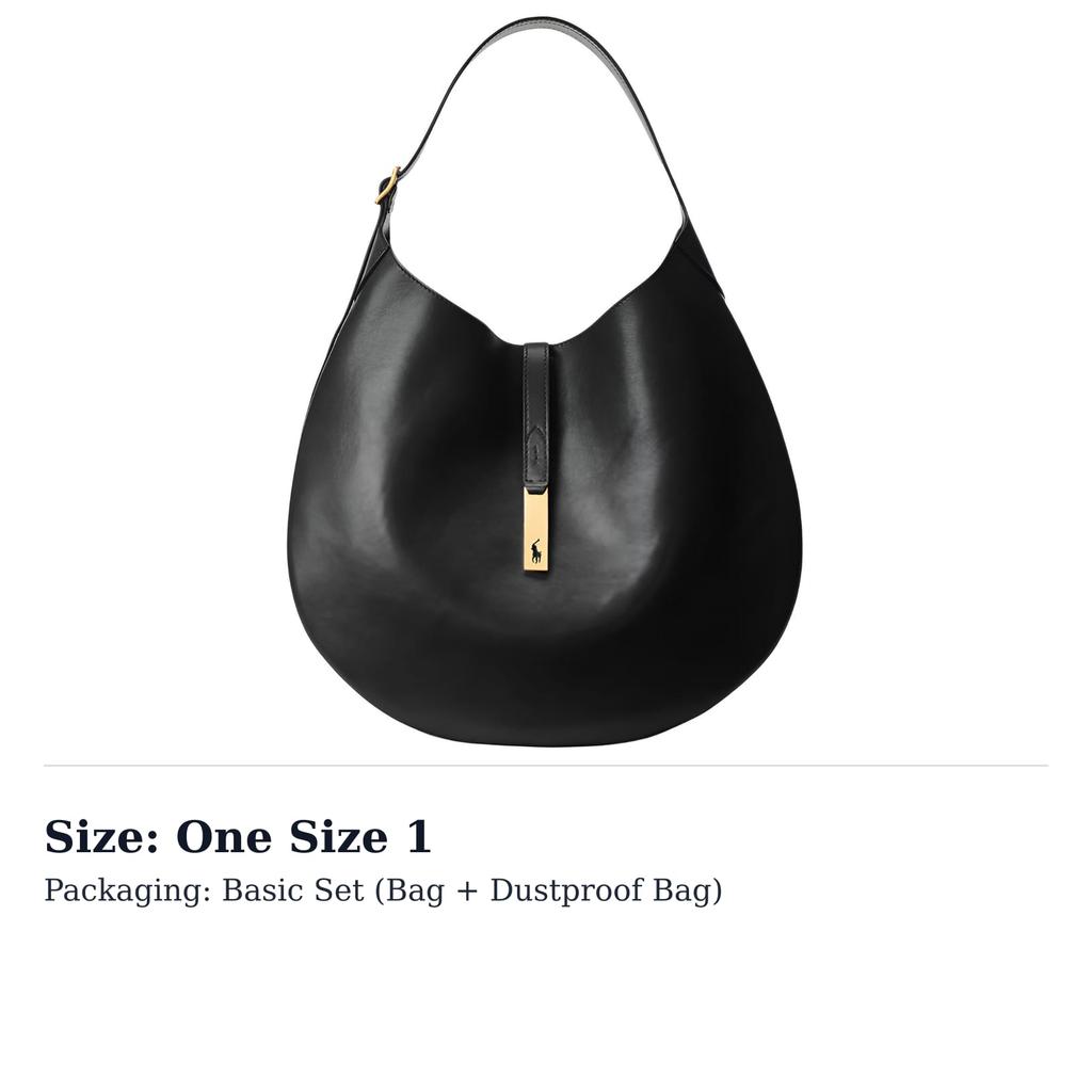 Polo Ralph Lauren Polo ID Cow Leather Handbag, Shoulder Bag Women's Black WAPOBAG02V20007-001