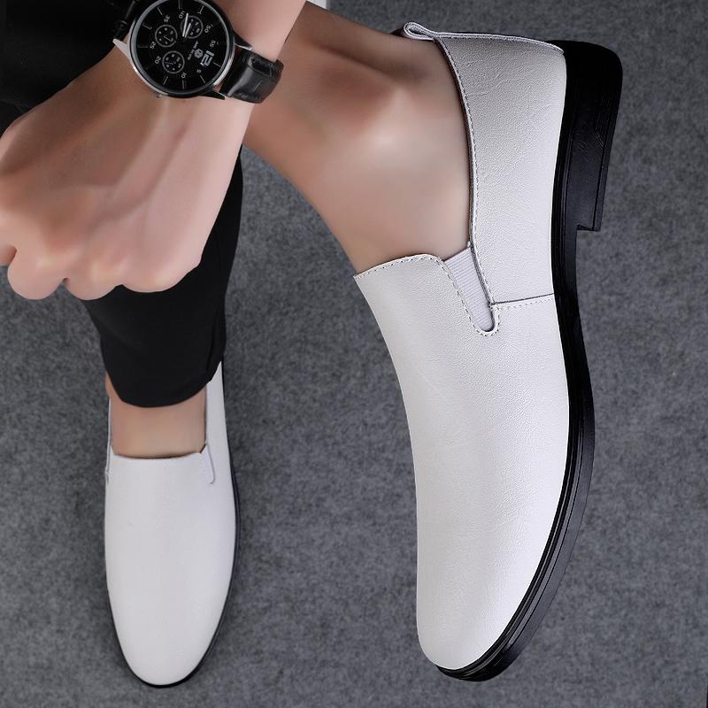 Fashion Summer Punched Loafers White Breathable Comfortable Business Leather Shoes Luxury Brand Pointed Casual Driving Shoes Size 36-46