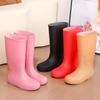 New rain shoes women's simple and fashionable long rain boots rainy weather wear-resistant non-slip waterproof adult water shoes