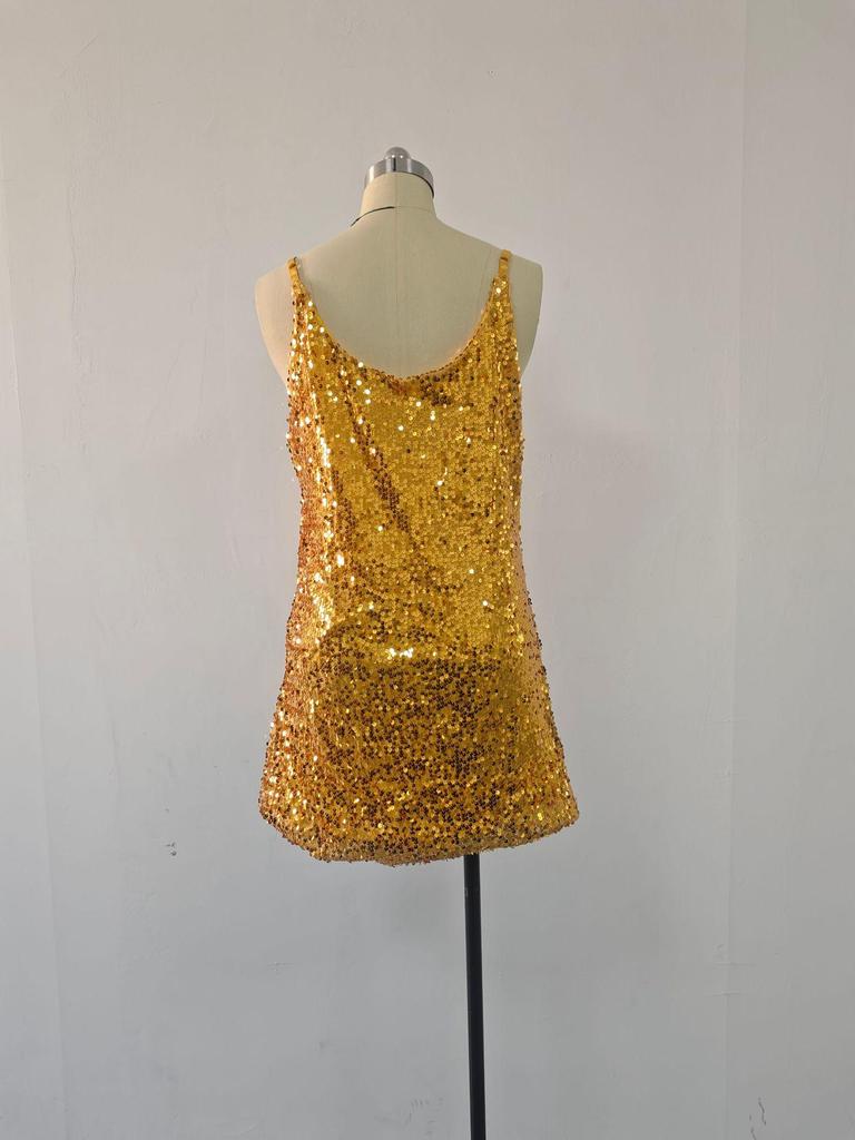 Sommer-Bestseller Rückenfreies Französisches Pailletten-Trägerkleid