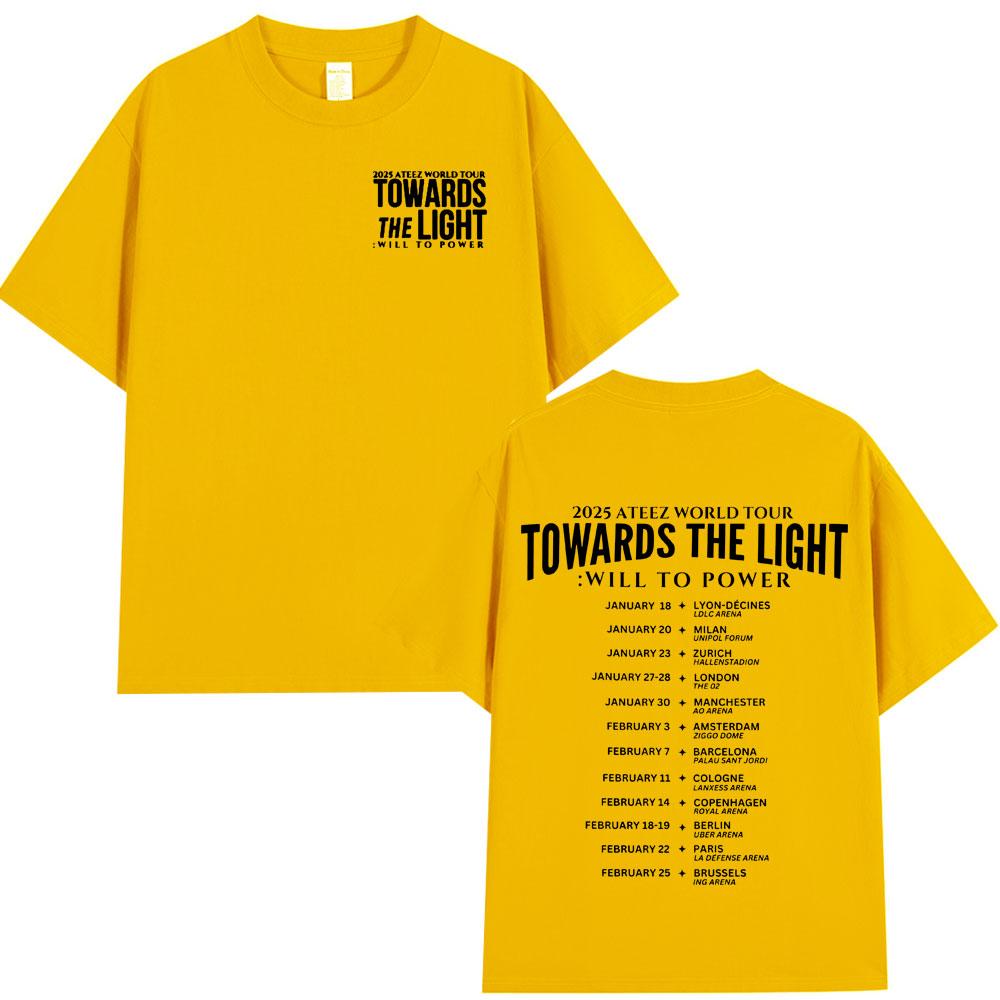 2025 Světové turné Ateez Směrem ke světlu: Will To Power Tričko Pánské Dámské Bavlněná trička Módní Korejské Kpop Tričko Streetwear