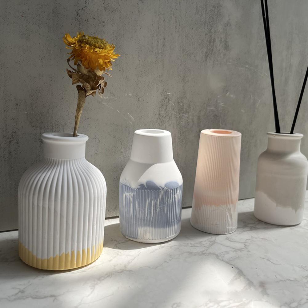 3D Vase Silicone Mold Plant Holder Flowerpot Ornament Mould Home Decoration