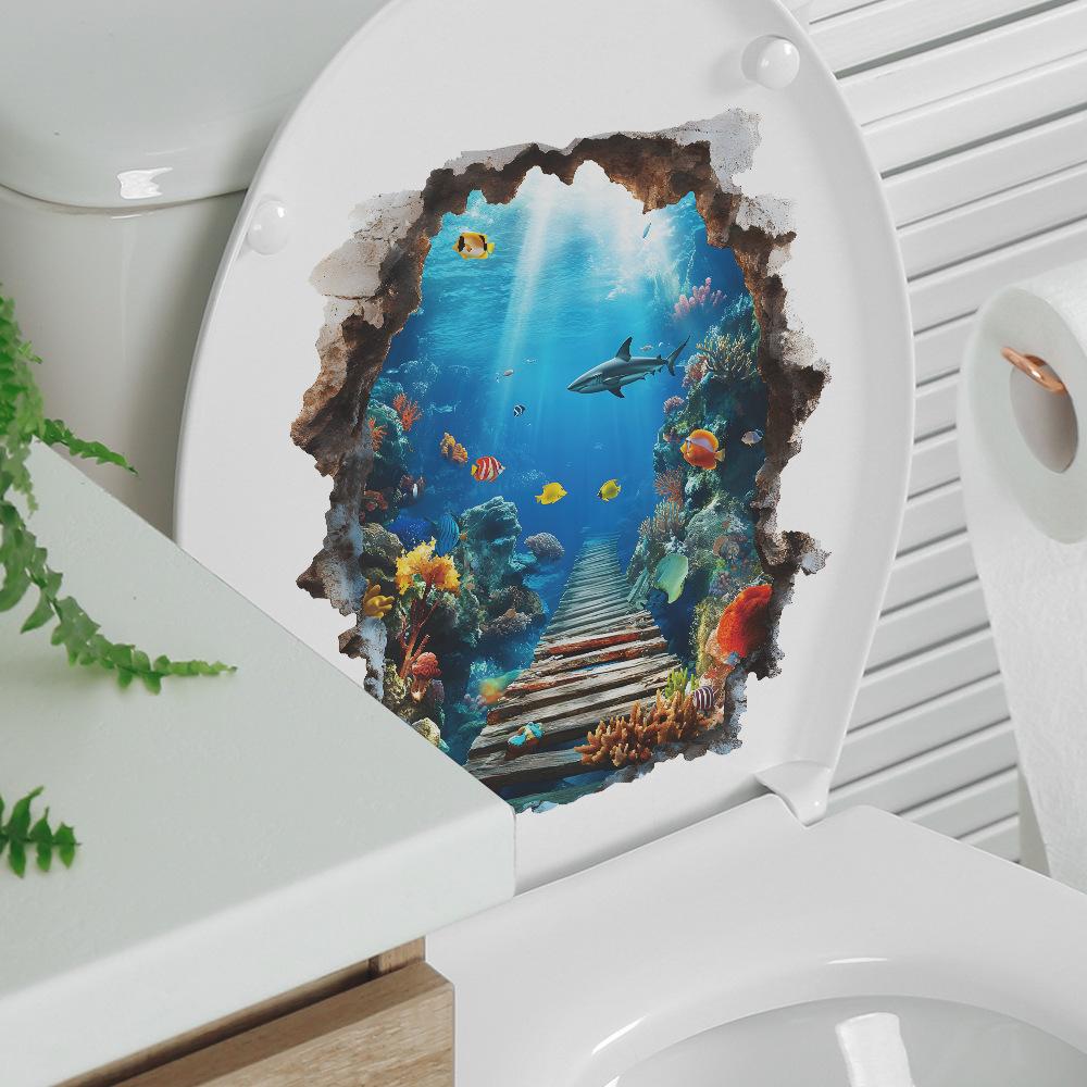 Creative and Serene Underwater World Bathroom Home Background Beautification and Decoration Wall Stickers