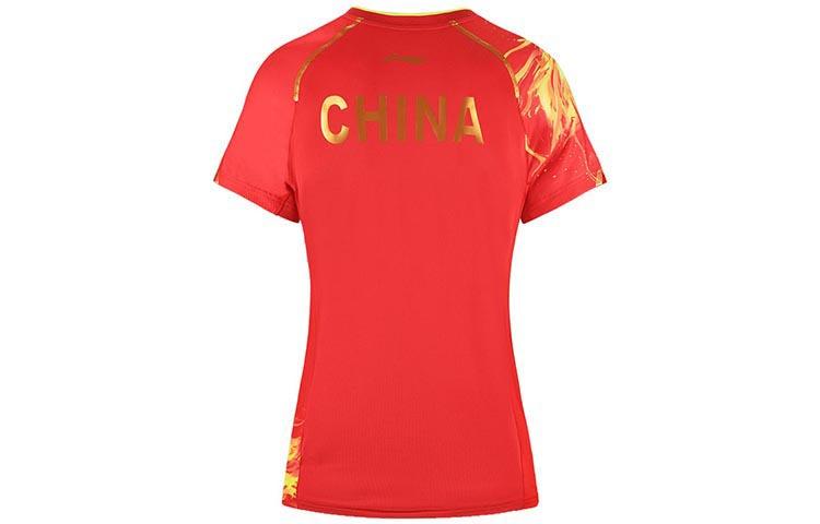 Li Ning Table Tennis Clothing Women's Total Cherry Red V Neck Moderate AAYR358-1