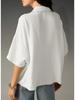 2025 Women's Casual Loose Short Sleeve Lapel Shirt - Solid Color, Summer Style