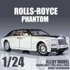 Nový model hračky auta z tlakově lité slitiny Phantom Limousine v měřítku 1/24, se simulovaným zvukem, světlem a natahovacím mechanismem, kovová hračka pro chlapce, dárek pro dítě, sběratelský kousek, dekorace