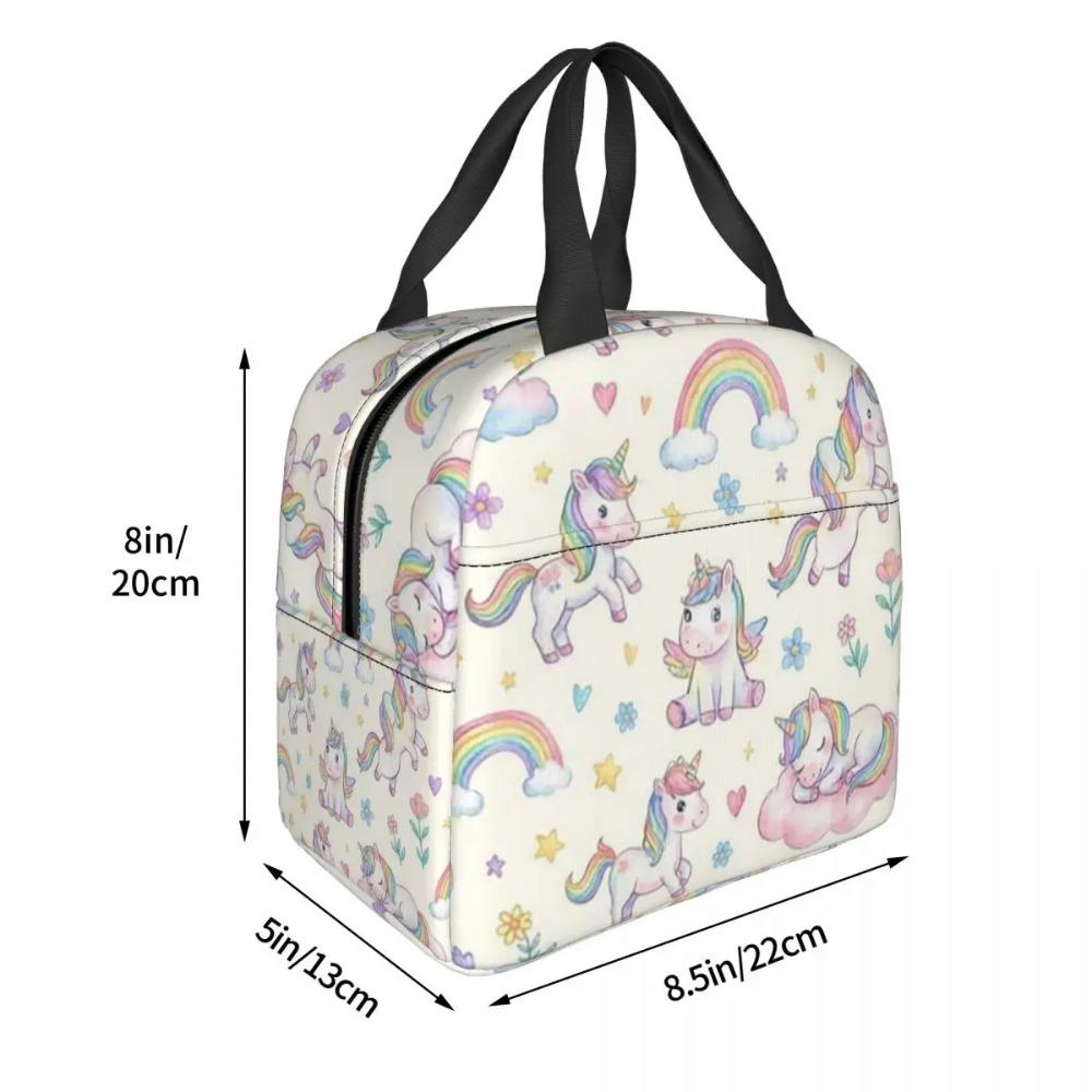 Cute Unicorn Rainbow Star Pattern Insulated Lunch Bag for Women Kids Portable Food Boxes Thermal Lunch Box Tote