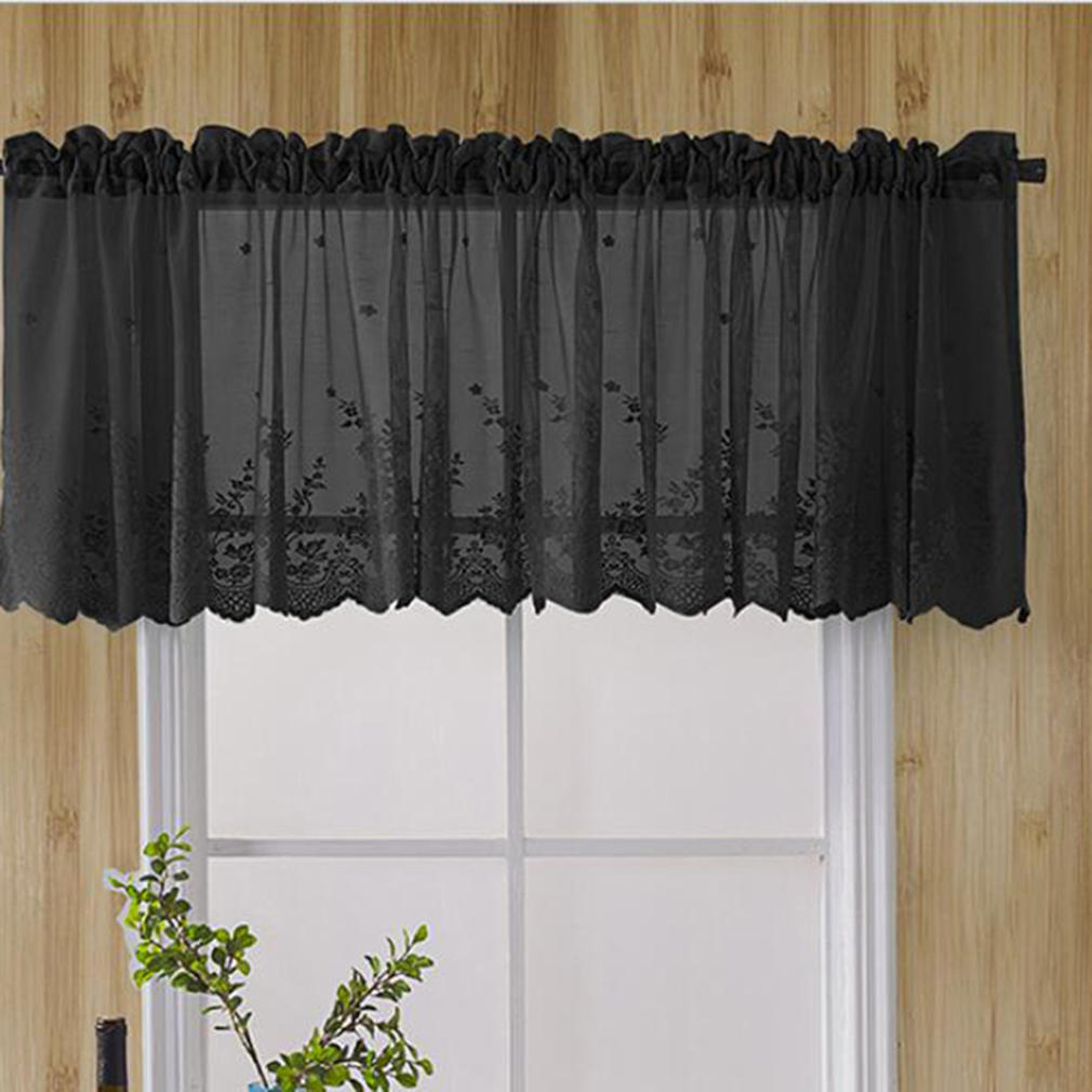 Farmhouse Rustic Style Kitchen Short Sheer Curtains Elegant Lace Blackout Window Valance for Bedroom Bathroom