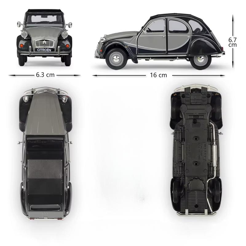 1/24 Scale WELLY Model Car Diecast Dongfeng CITROEN 2CV 6 Charleston Classic Alloy Car Toy Vehicle Metal Toy Car for Kids Gift Collection