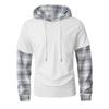 Spring and Autumn New Men's Color-blocked Plaid Casual Solid Color Long-sleeved Fake Two-piece Sweatshirt