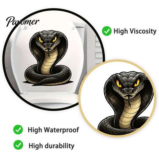 Chic Housewarming Gifts Funny Snake Toilet Lid Decal, Cartoon Sticker, Waterproof Decorations Wall Art Decor for Bathroom, Restroom, Fridge,