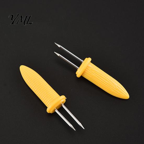 Stainless Steel Corn Holders Holders, Heat Resistant Shaped Handles, Double BBQ Pins Needle Skewers Set for Outdoor Camping And Home Barbecue