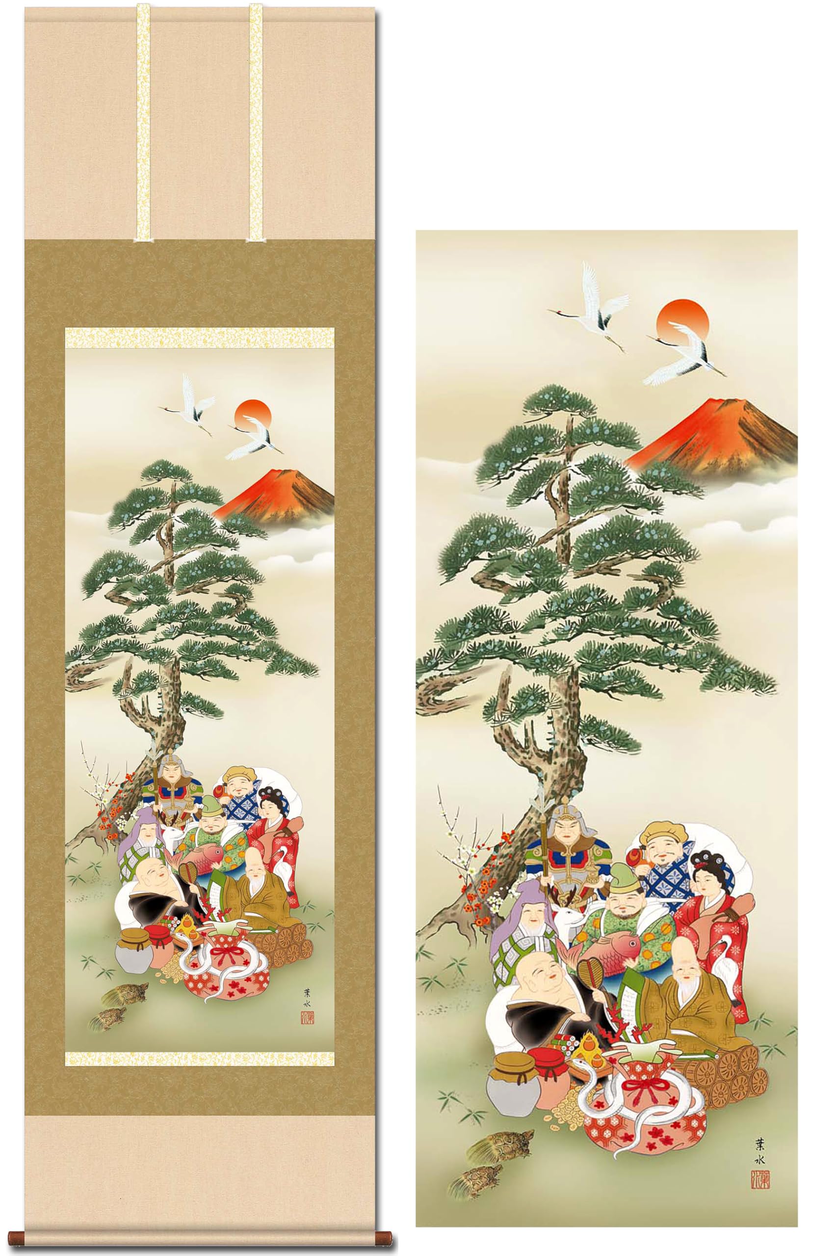 

Подвеска на удачу Новый благоприятный семь счастливых белых семь счастливых Огата подвеска круглый год свиток, живопись, Год, змеи, змея, зодиак, боги, Хасуи,