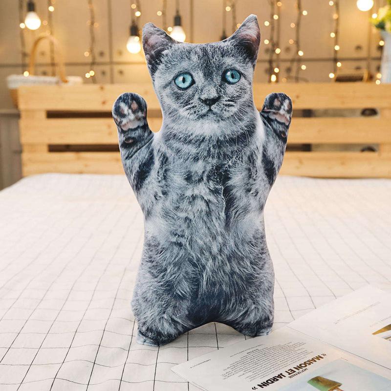 Simulated 3D Cat Tiger Throw Pillow Doll Plush Toy Holding Sleeping Rag Doll Cat Funny Bedside