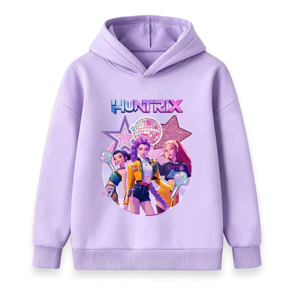 Kids Boys Girls Hoodie, Colorful Music Girl Group Disco Star Print Casual Long Sleeve Pullover Sweatshirt for Daily Wear