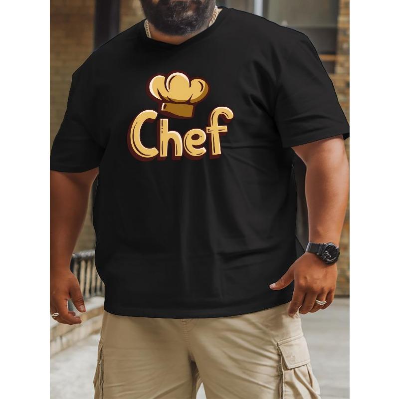 Chef T-Shirt American Fashion Printed Loose Bottoming Shirt Fat Man Plus Size Spring And Summer Round Neck Casual Versatile Top Breathable