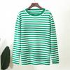 Women Striped Sweater Fashion Versatile Round Neck Long Sleeve Casual Knitted Pullover Tops