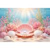 Blue Underwater World Photography Background Ocean Undersea Coral Castle Shells Kid Birthday Party Decor Portrait Photo Backdrop