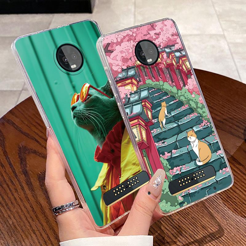 Jelly Casing For Motorola Moto Z3 Play Funda Coque Clear Silicone Soft TPU Back Cover Cute Cat Rabbit Heart Protective Case Capa