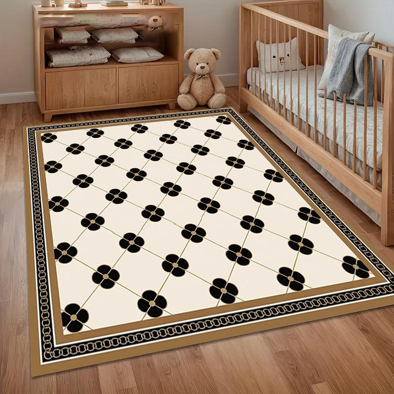 Mid-Century Geometric Clover Rugs Non-Slip Door Mat Washable Carpet for Living Room Bedroom Kid's Room Durable Home Alfombra