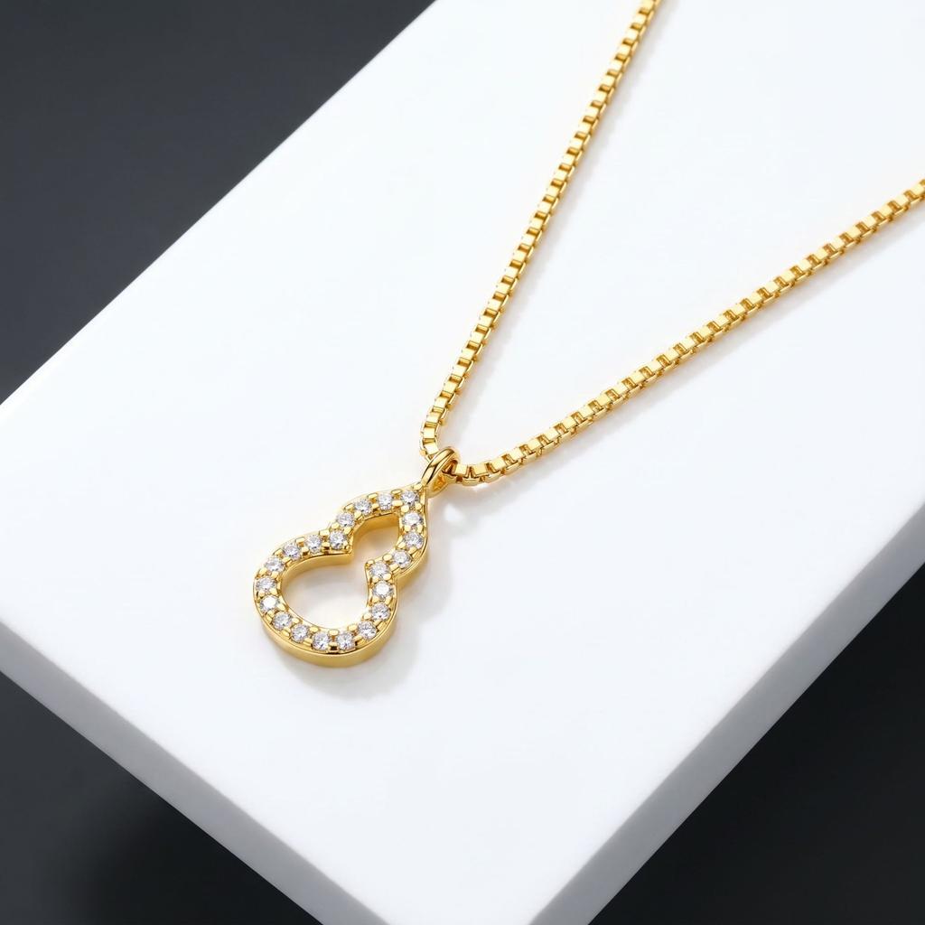 New hollow gourd necklace women's light luxury high-end sense inlaid synthetic zircon pendant fashionable and simple student jewelry wholesale