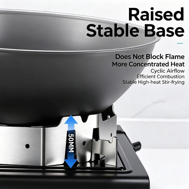 Gas Stove Cookware Support Rings, Rustproof Steel Gas Stove Windshield, Gather Fire Hood, Heat Saving for Home Cooking