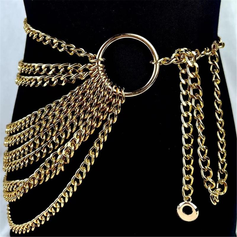 Stylish Multi Tiered Chain Waist Jewelry Sturdy Metal Designs Belt For Fashion Enthusiasts And Casual Outfits