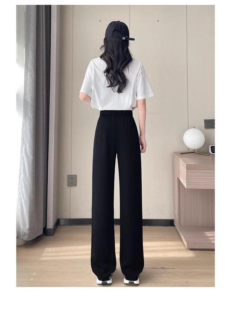 Schwarze High-Waist Straight-Leg Hosen für Damen, Slim Fit, für Frühling/Sommer 2026