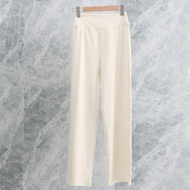 High-Waisted Straight Leg Contrast Yoga Pants - Elastic, Loose, and Comfortable for Fitness