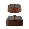 New Chinese-style Solid Wood Ashtray Stainless Steel Inner Liner with Wood Lid High-End Decoration for Home Office Living Room