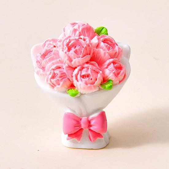 Yousheng Miniature Dollhouse Flower Bouquet Accessories Mini Artificial Resin Rose Tulip Sunflower Lily Flower Figurine for DIY Garden Bonsai Micro