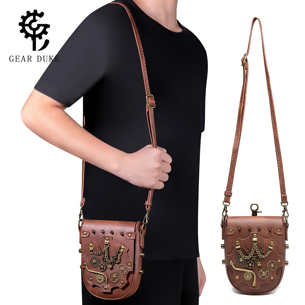 Medieval Retro Pu Heavy Industry Dumpling Bag Niche Women'S Shoulder Oblique Span Mobile Phone Change Bag