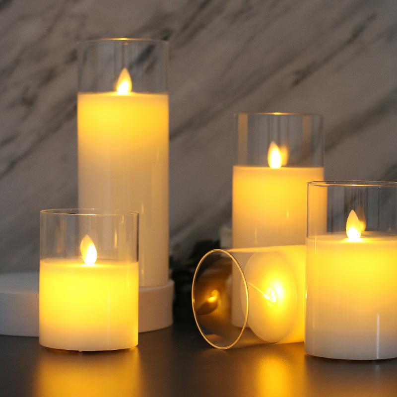 LED Simulated Swinging Glass Candle Holder for Christmas, Birthday Parties, Weddings, and Decor Atmosphere.