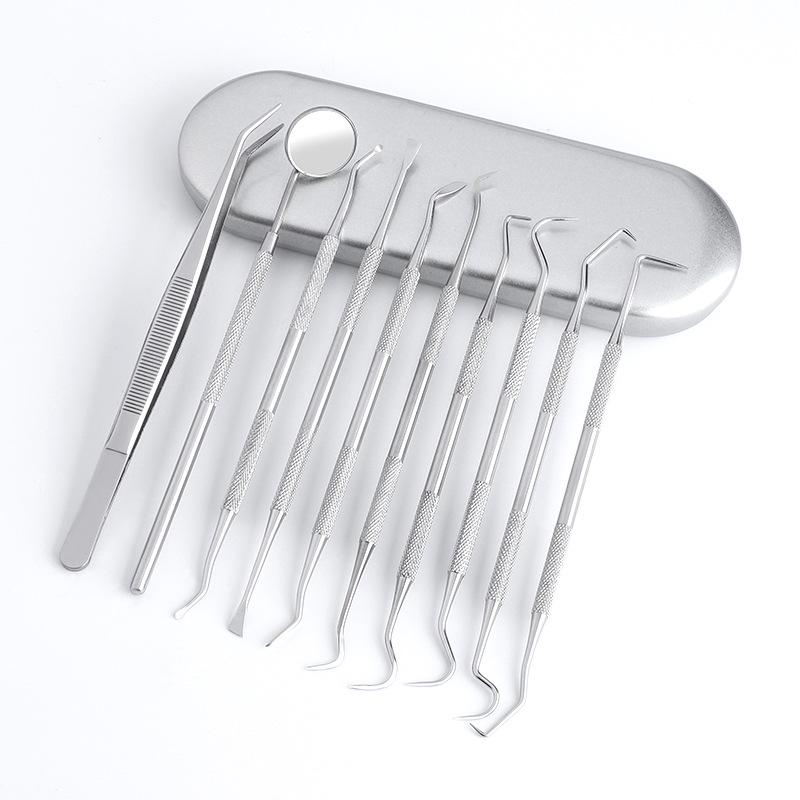Dentist Tools Set: Stainless Steel Double-Ended Probe, Mouth Mirror, and Teeth Cleaning Kit