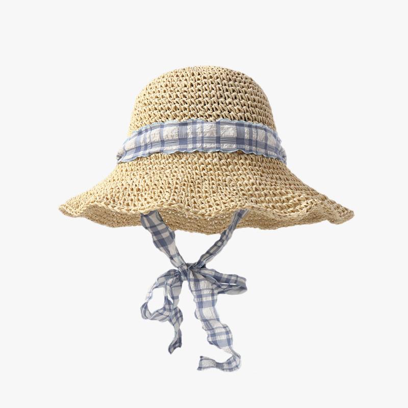 Chapeau de paille pour femme, protection solaire d'été, à larges bords, avec décoration florale, pour les vacances à la plage