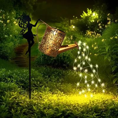 Enchanted Solar Fairy Lamp Outdoor Whimsical Iron Kettle Design with Auto Dusk-to-Dawn Sensor IP65 Garden Light for Pathway