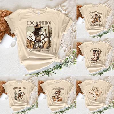 Camisetas de Vaquera para Mujer Verano Manga Corta Camiseta Divertida Día de la Madre Ropa Retro Harajuku Moda Vaquera Tops Casuales Camisetas