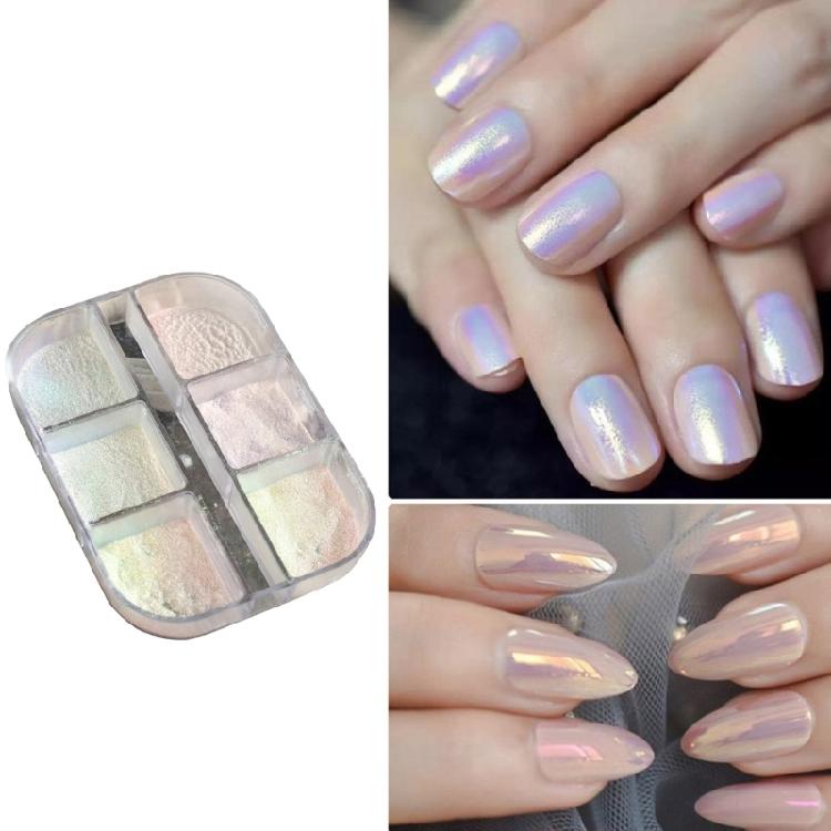 6 Grids Chrome Nail Glitter Powder Mirror Powder Glimmers Dust Shimmers Glitter