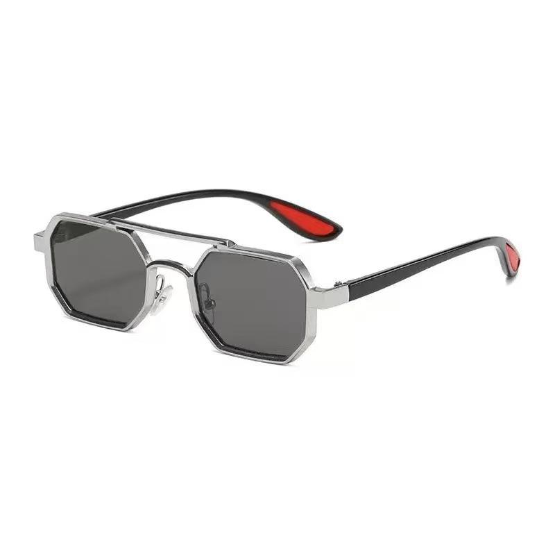 

Men s Aviator Sunglasses with Metal Frame, Double Beam, Anti-UV, Sporty Style, and Red Legs.