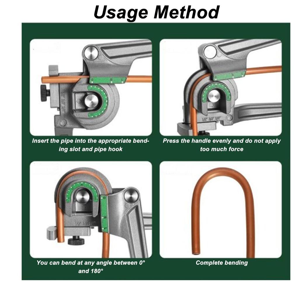 3 In 1 Tubing Bender 180 Degree 1/4 3/8 1/2 Inch OD Copper Aluminum Tube Bender for HVAC Refrigeration Repair Tube Bender