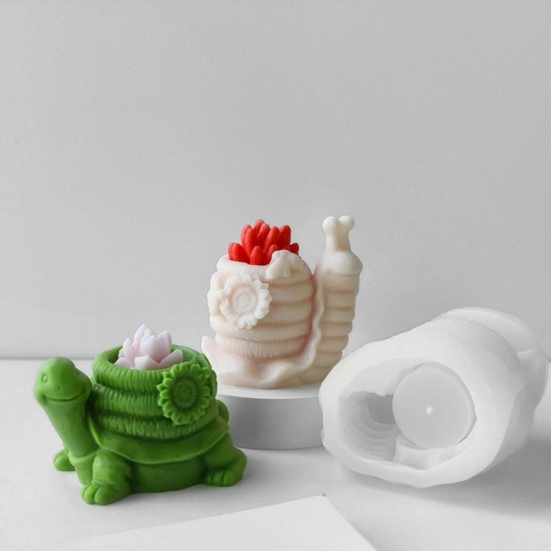 Tortoises Shaped Silicone Succulents Planter Molds Snails Shape Silicone Molds for Epoxy Resin Candle Stand , Decoration