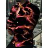 Trendy Men's Fluid Blending Lightning Print Long Sleeve Shirt Elastic Lightweight Spread Collar Shirt Casual Daily Wear Shirt