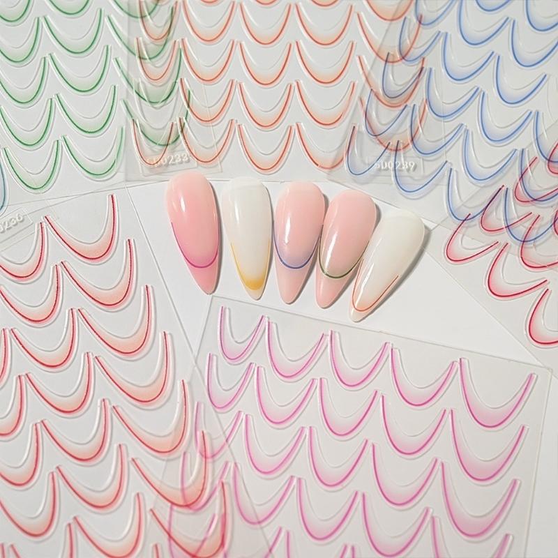 12 Sheets Self-Adhesive Nail Decals French Tip Nail Stickers Nails Art Decorations French Line Nails Art Stickers