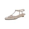 Pointed thin strap Roman shoes fashion French silver cross strap sandals 2025 summer wedge heel open-toed women's outerwear