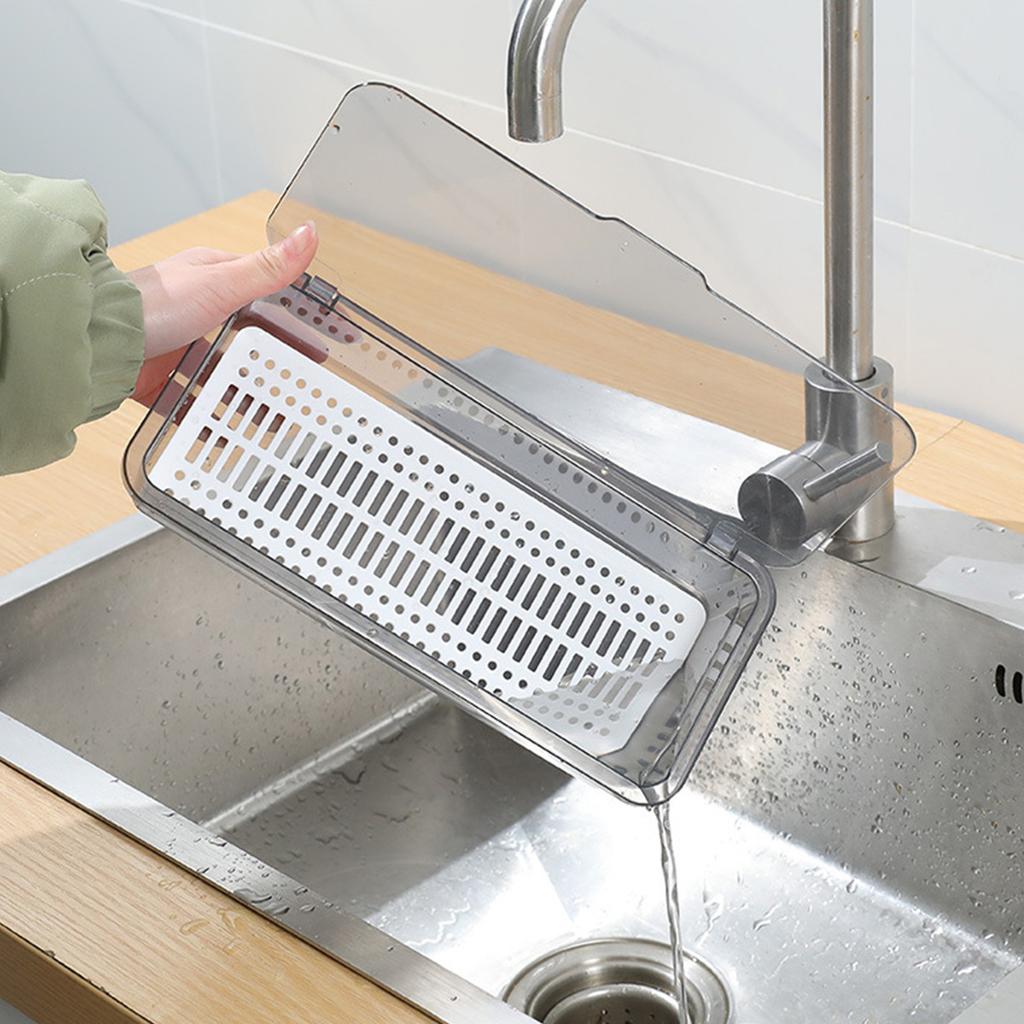 Besteckschale mit Deckel und Abtropfschale Staubdicht Transparent Modisch Silberbesteck Arbeitsplatten-Aufbewahrungsbehälter für die Küche