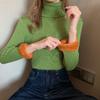 Sweater Women's Turtleneck and Velvet Knitwear Pullover Pure Color Korean Fluffy Trending Sweater Autumn and Winter Top