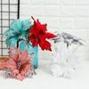 Glitter Christmas Fake Flower Flower Head Xmas Tree Ornaments Party Supplies